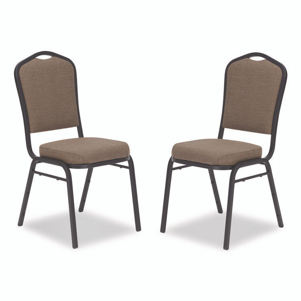 NATIONAL PUBLIC SEATING NPS® 9378BT2 9300 Series Deluxe Upholstered Stack Chair, Fabric, Supports 500 lb, 19" Seat Ht, Natural Taupe Seat/Back, Black Base, 2/Pack
