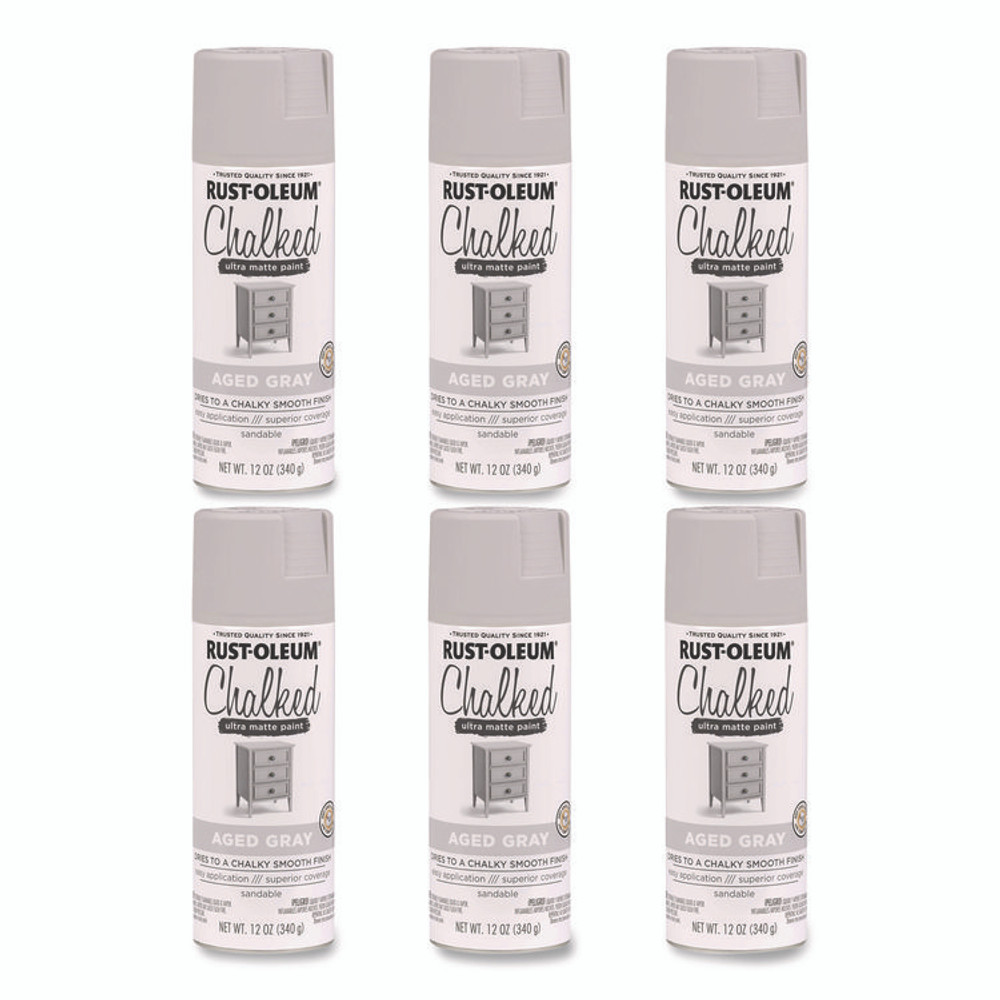 RUST-OLEUM CORPORATION 302592 Ultra Matte Chalked Paint, Matte Aged Gray, 12 oz Aerosol Can, 6/Carton
