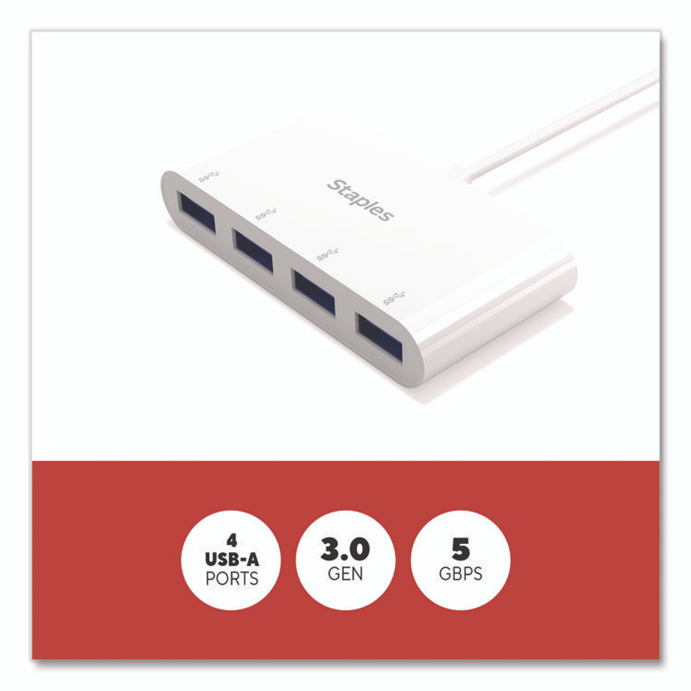 STAPLES BRANDS GROUP TECH ST62380 USB 3.0 Hubs, 4-Port, White