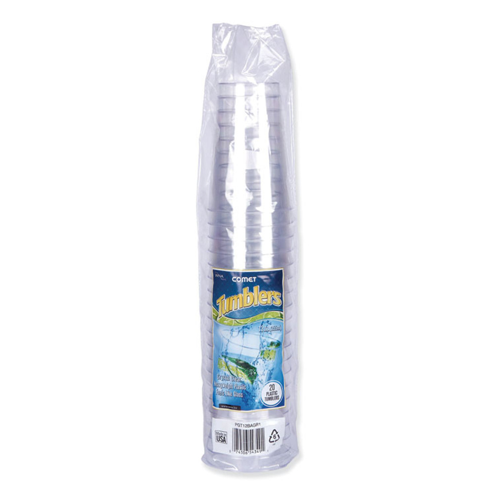 WNA, INC. PGT12 Comet Plastic Tumblers, Tall, 12 oz, Clear, 500/Carton