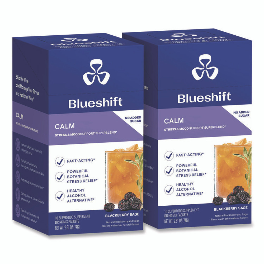 BLUESHIFT NUTRITION 60004168 Calm Blackberry Sage Drink Mix, 0.23 oz Packets, 10/Pack, 2 Packs/Carton