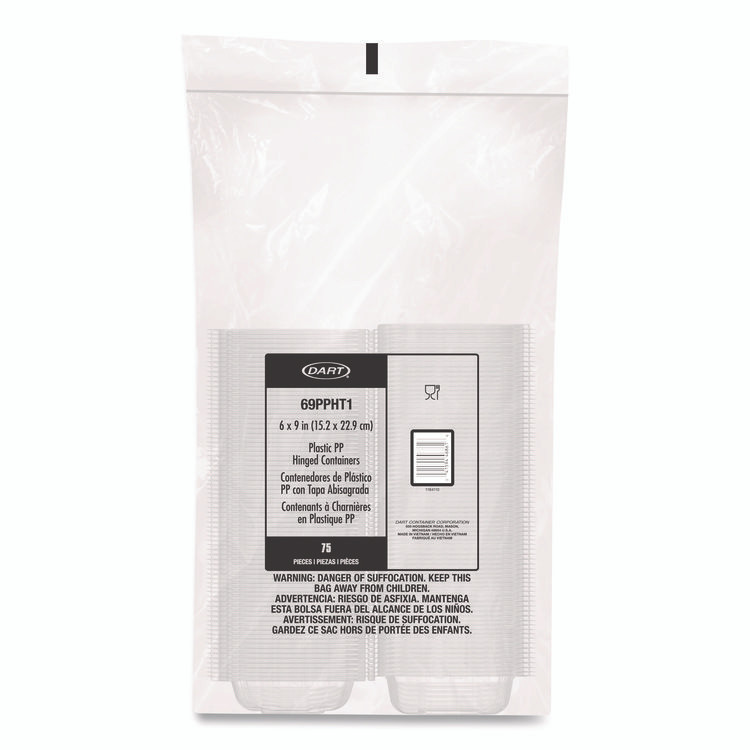 DART 69PPHT1 Microwaveable Hinged Containers, ProPlanet, 6.5 x 9 x 3, Clear, Plastic, 300/Carton