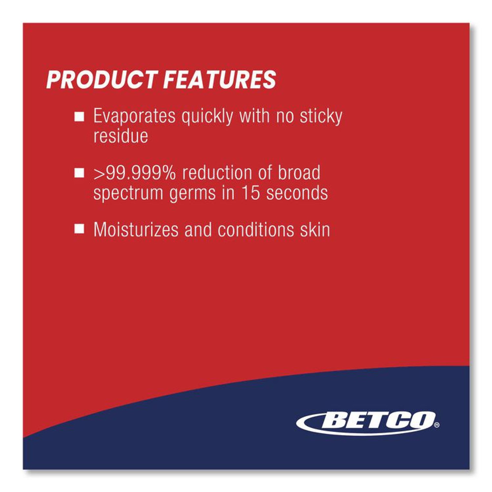 BETCO CORPORATION 1962900 Advanced Gel Hand Sanitizer, Light and Fresh Scent, 1,000 mL Bag, 6/Carton