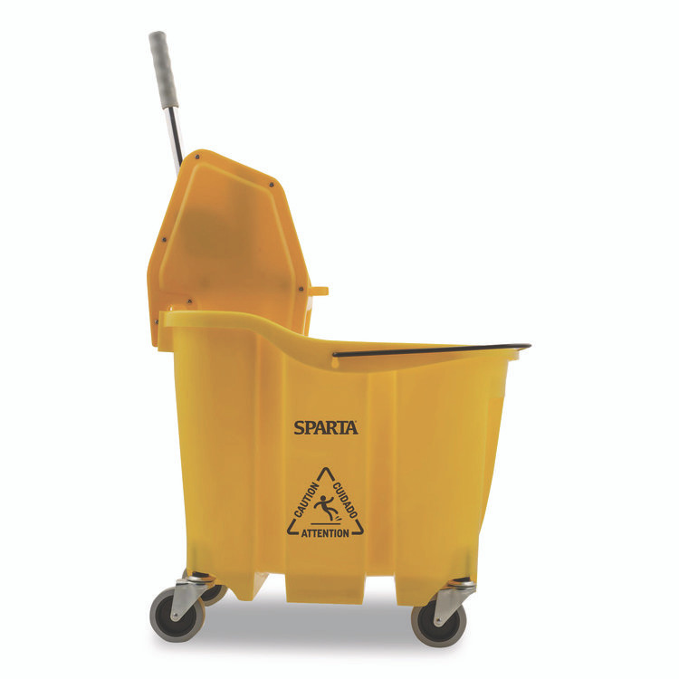CFS BRANDS Carlisle 4690404 OmniFit Mop Bucket with Down Press Wringer, 35 qt, Yellow