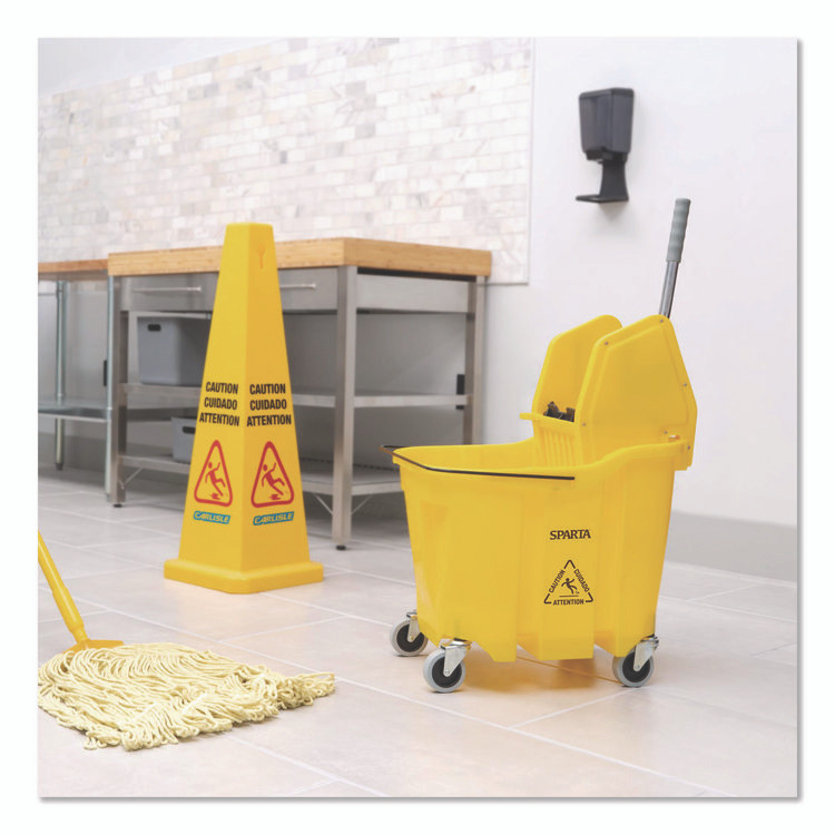 CFS BRANDS Carlisle 4690404 OmniFit Mop Bucket with Down Press Wringer, 35 qt, Yellow