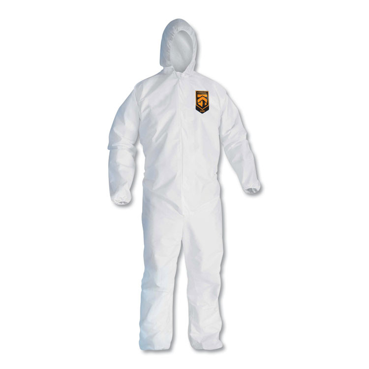 SMITH AND WESSON KleenGuard™ 46115 A30 Elastic-Back and Cuff Hooded Coveralls, 2X-Large, White, 25/Carton