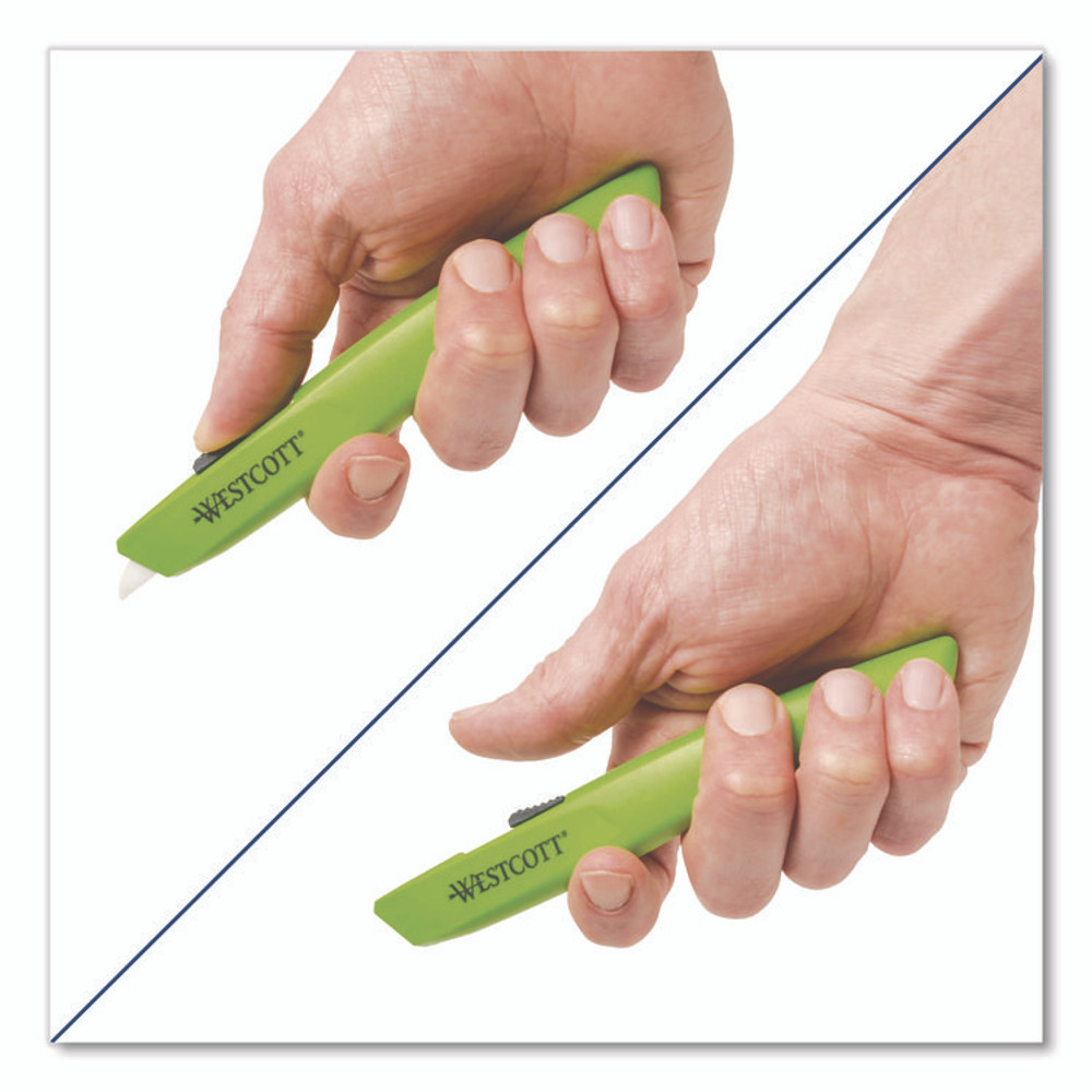 EVERSHARP PEN CO. Westcott® 00659 Full-Size Safety Cutter, ABS Handle, Green, 12/Pack