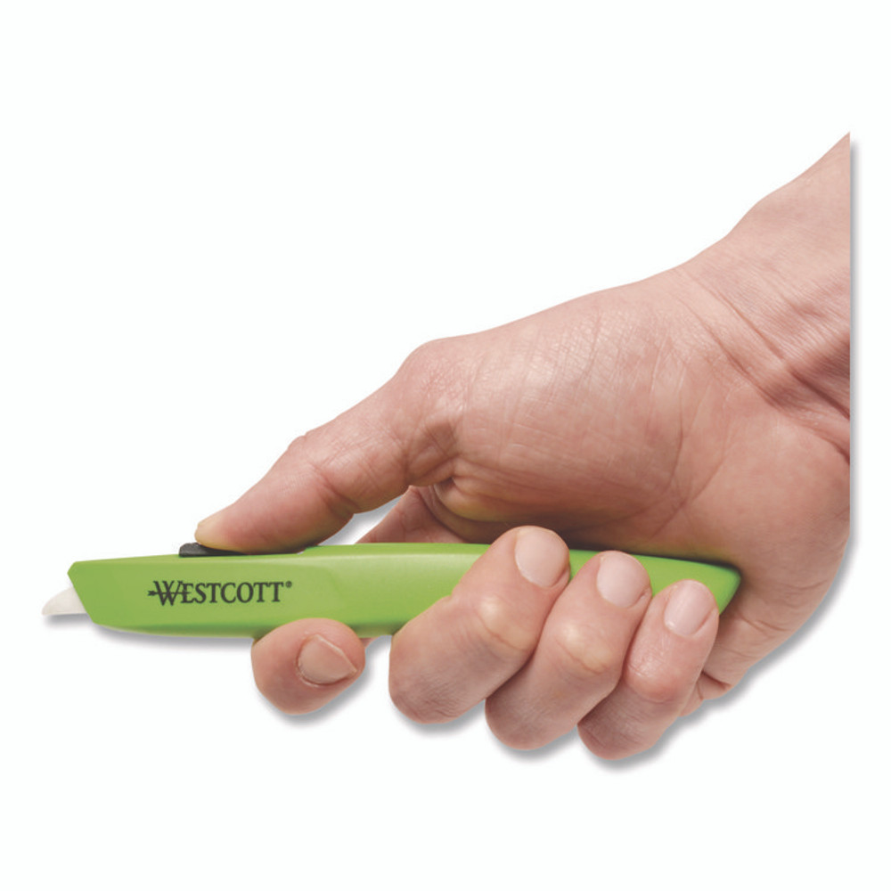 EVERSHARP PEN CO. Westcott® 00659 Full-Size Safety Cutter, ABS Handle, Green, 12/Pack