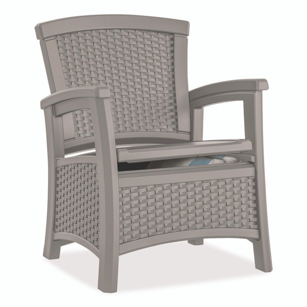 SUNCAST CORPORATION BMCC1800DG Elements Club Chair with Storage, Supports Up to 300 lb, 17" Seat Height, 25.25" x 29.75" x 35.5", Dove Gray