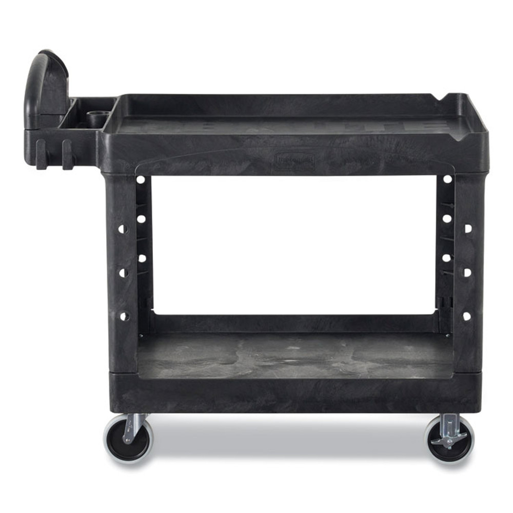 RUBBERMAID COMMERCIAL PROD. 4546-10 BLA BRUTE Heavy-Duty Utility Cart with Lipped Shelves, Plastic, 2 Shelves, 750 lb Capacity, 25.25" x 54" x 39.25", Black