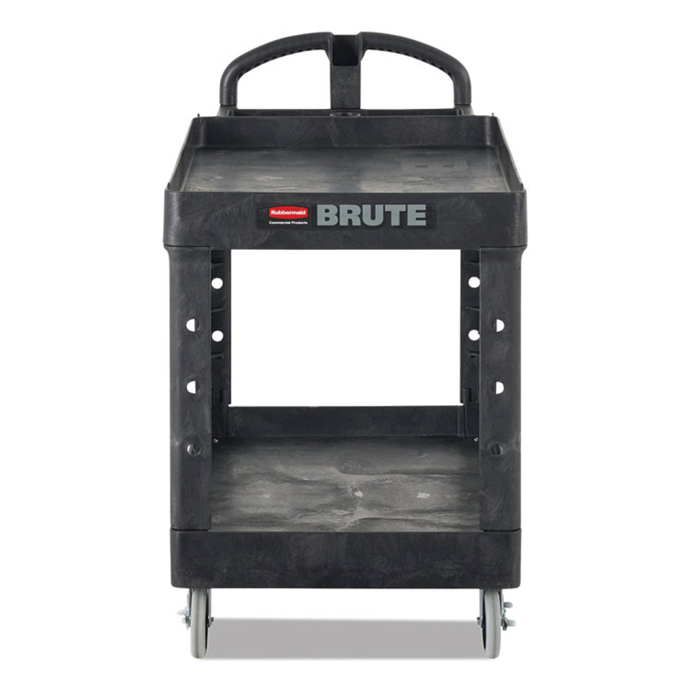 RUBBERMAID COMMERCIAL PROD. 4546-10 BLA BRUTE Heavy-Duty Utility Cart with Lipped Shelves, Plastic, 2 Shelves, 750 lb Capacity, 25.25" x 54" x 39.25", Black