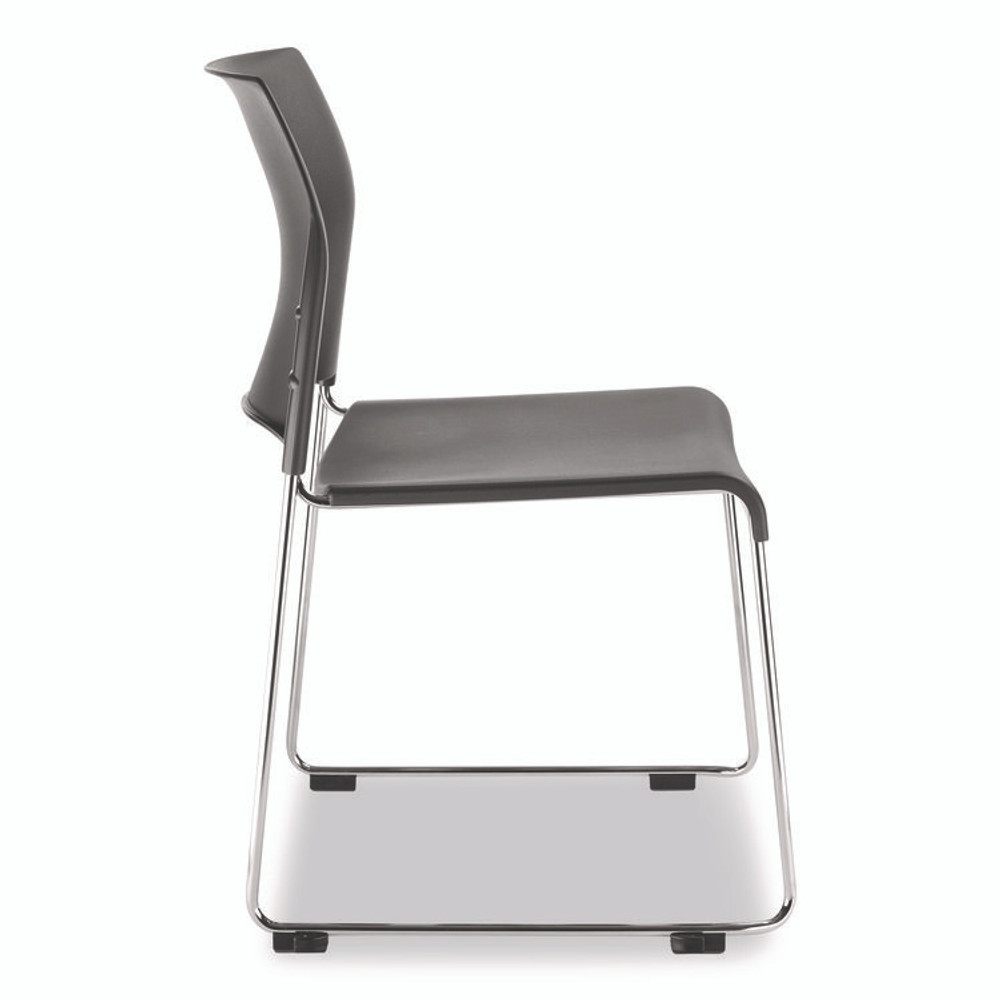 NATIONAL PUBLIC SEATING NPS® 882011204 8800 Series Cafetorium Plastic Stack Chair, Supports Up to 500 lb, 18" Seat Height, Charcoal Seat/Back, Chrome Base, 4/Carton