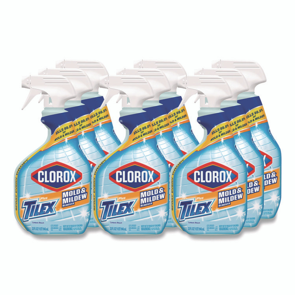 CLOROX SALES CO. 01234 Mold and Mildew Remover with Bleach, Unscented, 32 oz Spray Bottle, 9/Carton