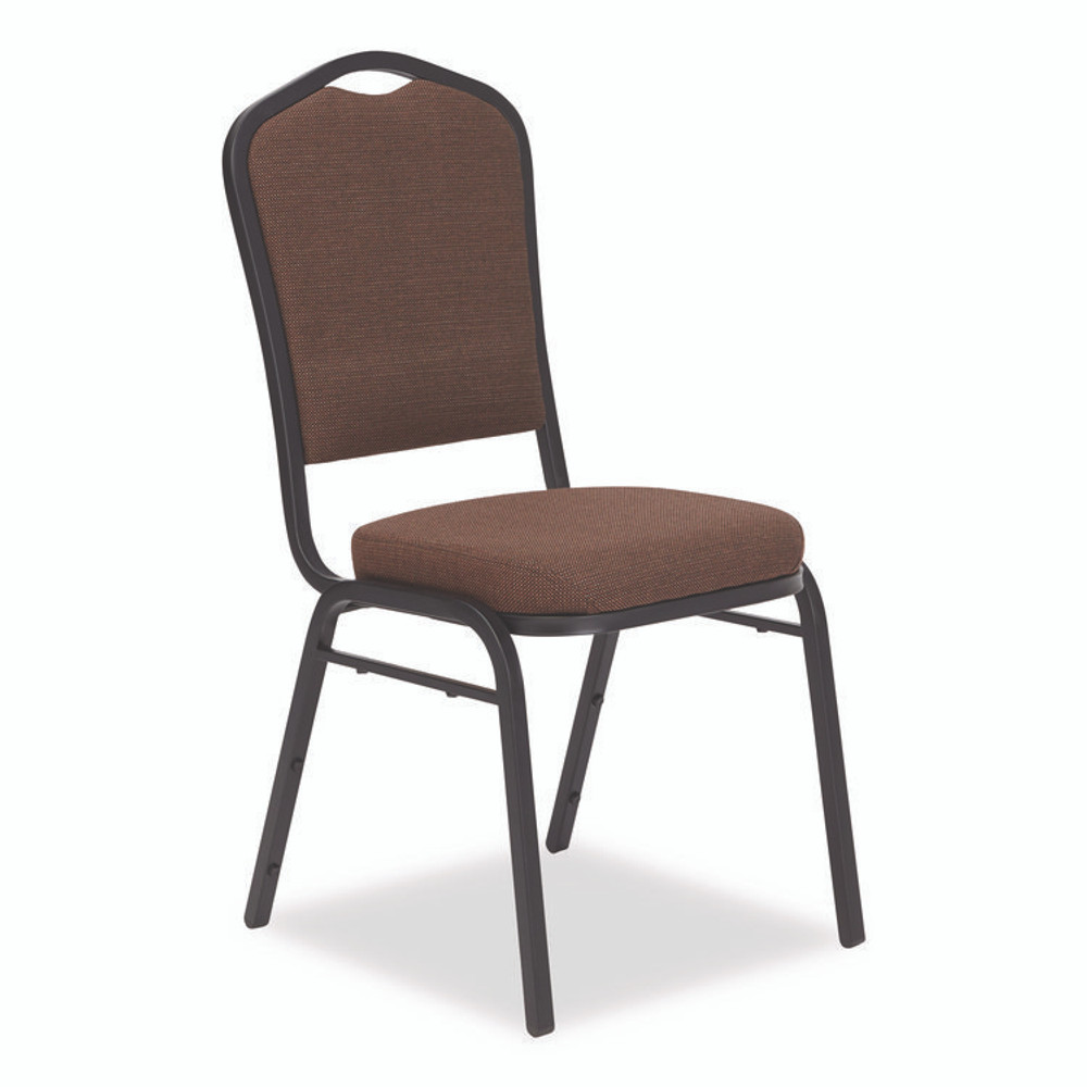 NATIONAL PUBLIC SEATING NPS® 9361BT2 9300 Series Deluxe Upholstered Stack Chair, Fabric, Supports 500 lb, 19" Seat Height, Chocolatier Seat/Back, Black Base, 2/PK