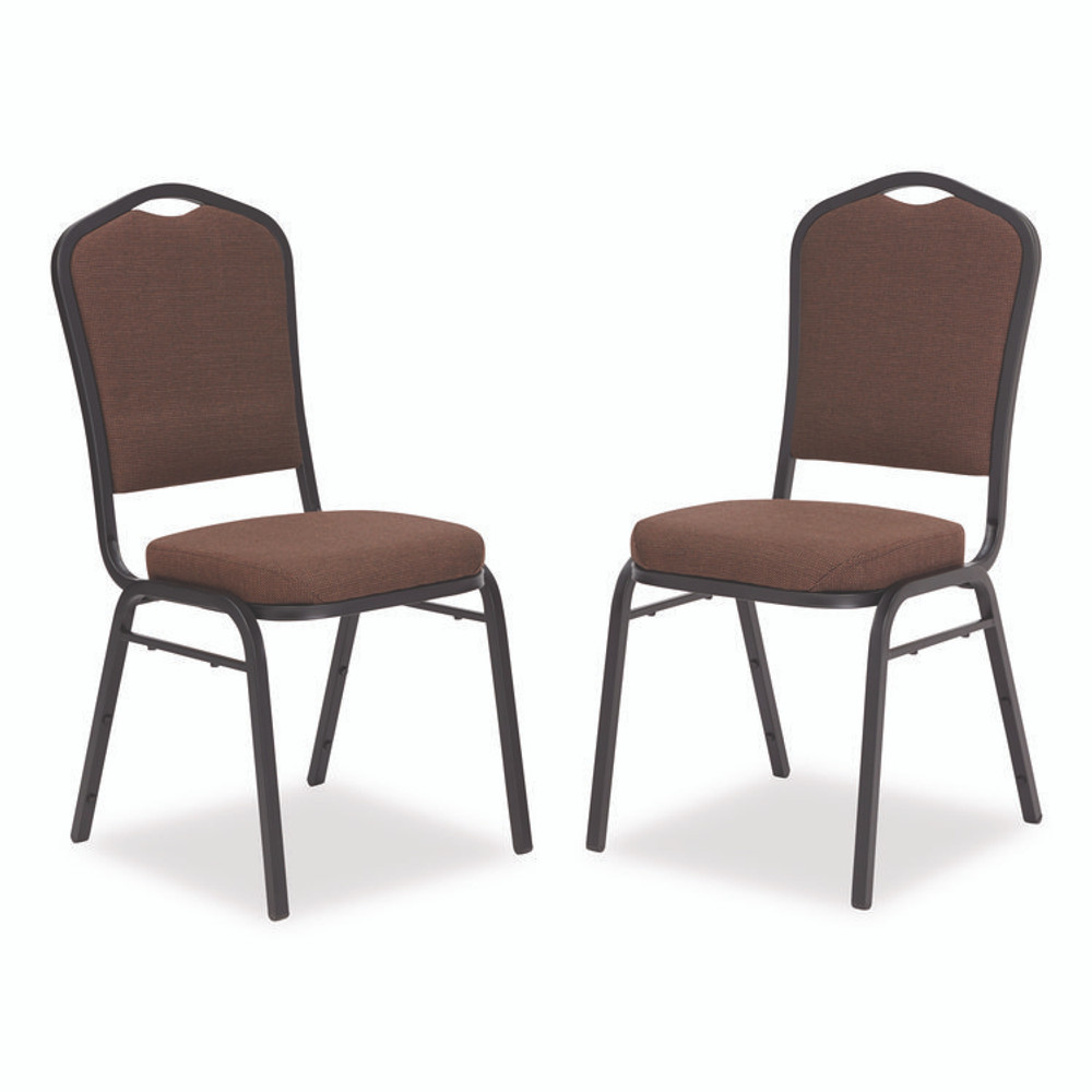 NATIONAL PUBLIC SEATING NPS® 9361BT2 9300 Series Deluxe Upholstered Stack Chair, Fabric, Supports 500 lb, 19" Seat Height, Chocolatier Seat/Back, Black Base, 2/PK