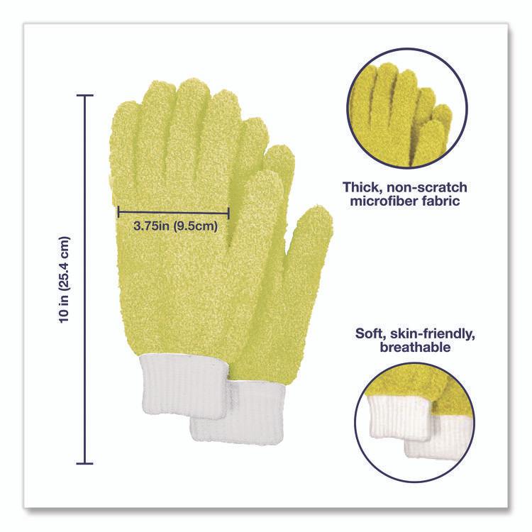 CHAGRINOVATIONS TidyUps TU05719 Microfiber Dusting Gloves, Yellow with White Cuffs, 2 Gloves