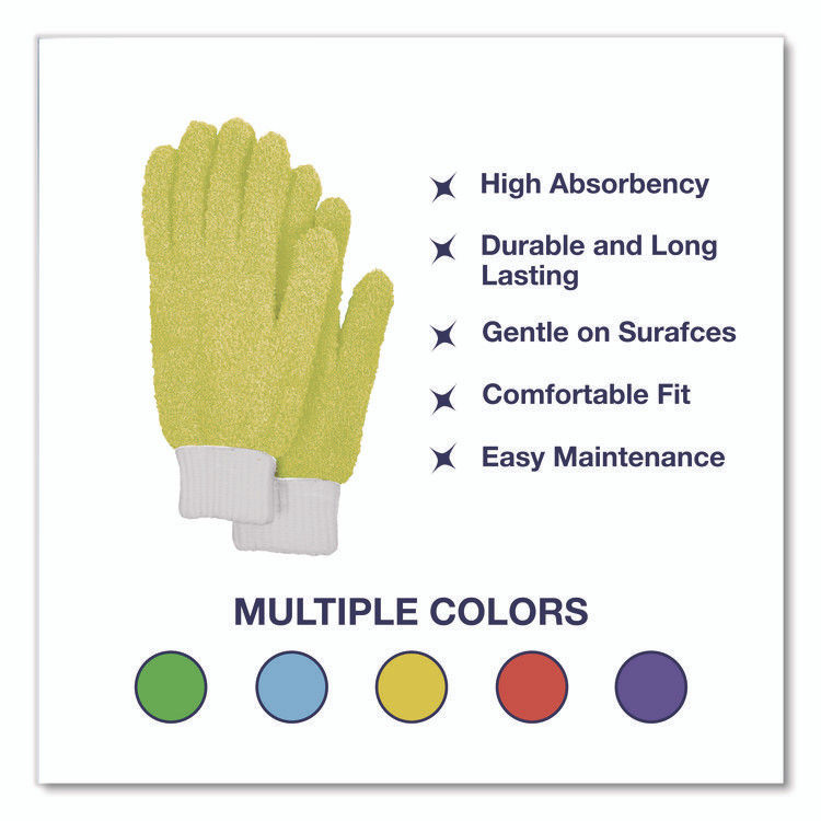 CHAGRINOVATIONS TidyUps TU05719 Microfiber Dusting Gloves, Yellow with White Cuffs, 2 Gloves