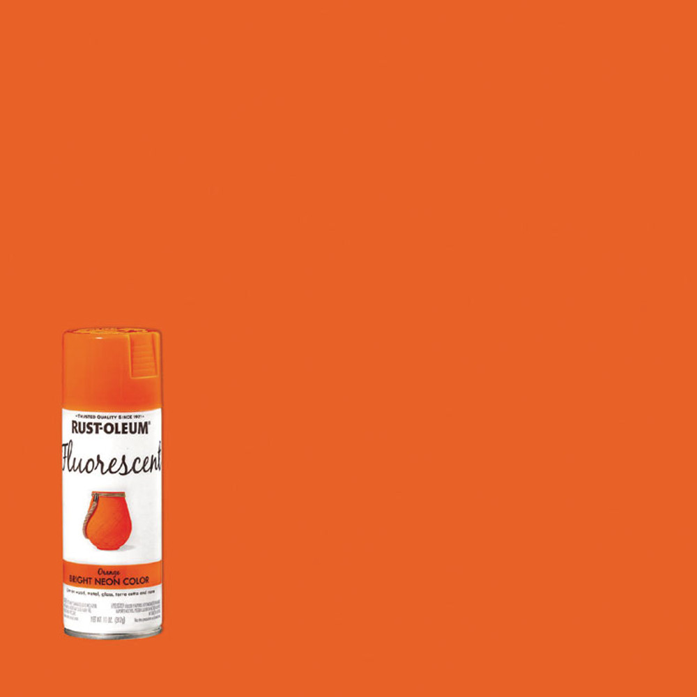 RUST-OLEUM CORPORATION 342568EA Specialty Fluorescent Spray Paint, Flat Fluorescent Orange, 11 oz Aerosol Can