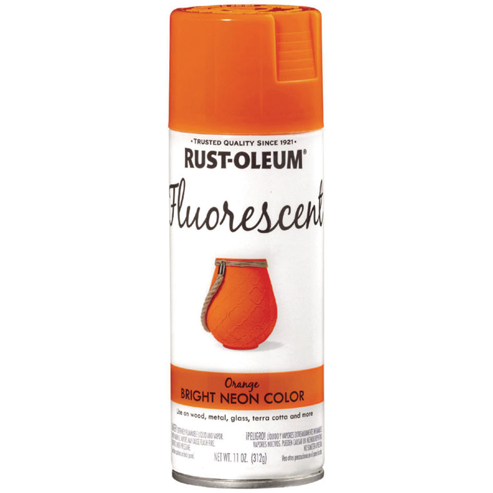 RUST-OLEUM CORPORATION 342568EA Specialty Fluorescent Spray Paint, Flat Fluorescent Orange, 11 oz Aerosol Can