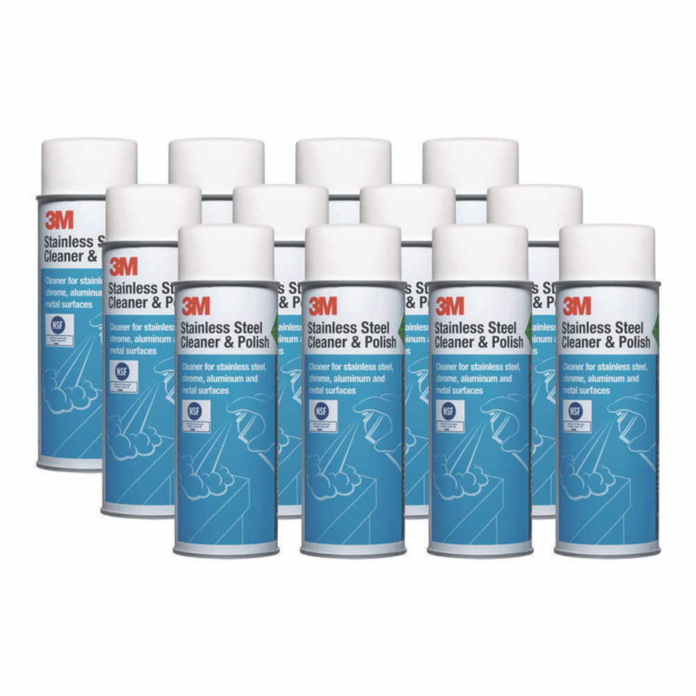 3M/COMMERCIAL TAPE DIV. 14002 Stainless Steel Cleaner and Polish, Lime Scent, Foam, 21 oz Aerosol Spray, 12/Carton