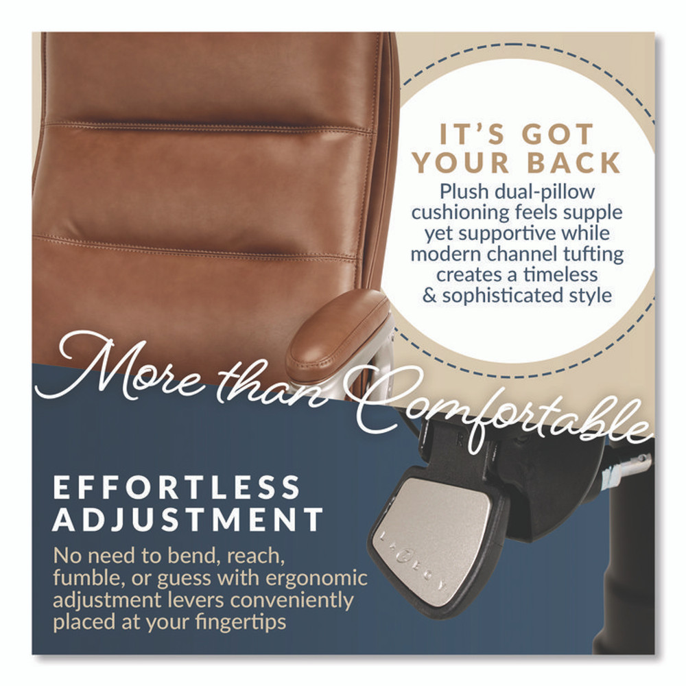 LA-Z-BOY CHAIR COMPANY 60075CAM Jenkins Executive Big and Tall Chair, Supports Up to 400 lb, 20" to 23" Seat Height, Brown Seat/Back, Silver/Black Base
