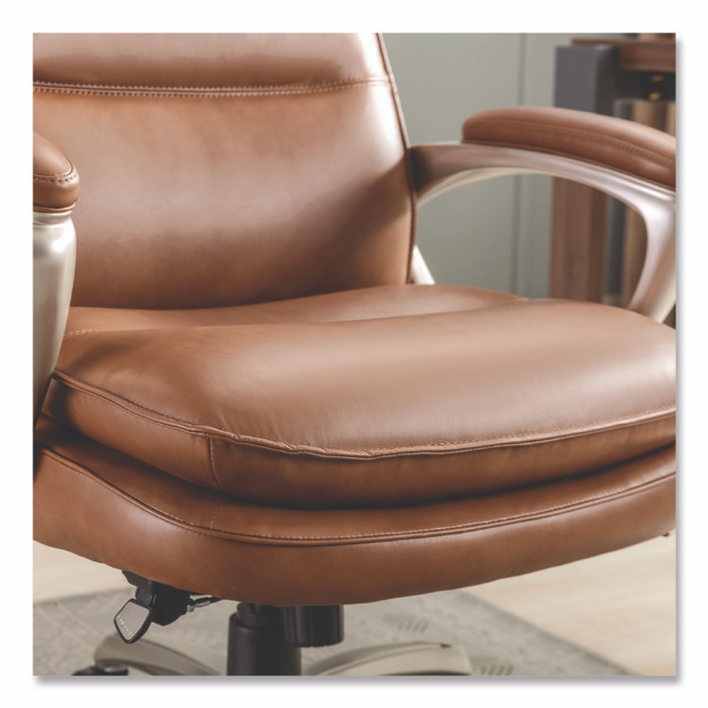 LA-Z-BOY CHAIR COMPANY 60075CAM Jenkins Executive Big and Tall Chair, Supports Up to 400 lb, 20" to 23" Seat Height, Brown Seat/Back, Silver/Black Base