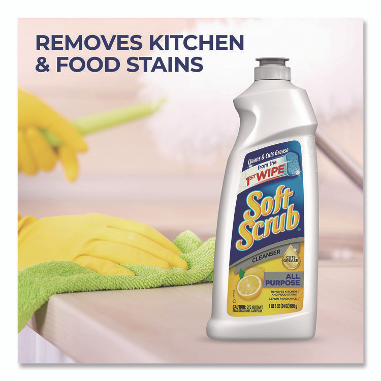 DIAL PROFESSIONAL Soft Scrub® 07224 All Purpose Cleanser, Lemon Scent, 24 oz Bottle, 8/Carton