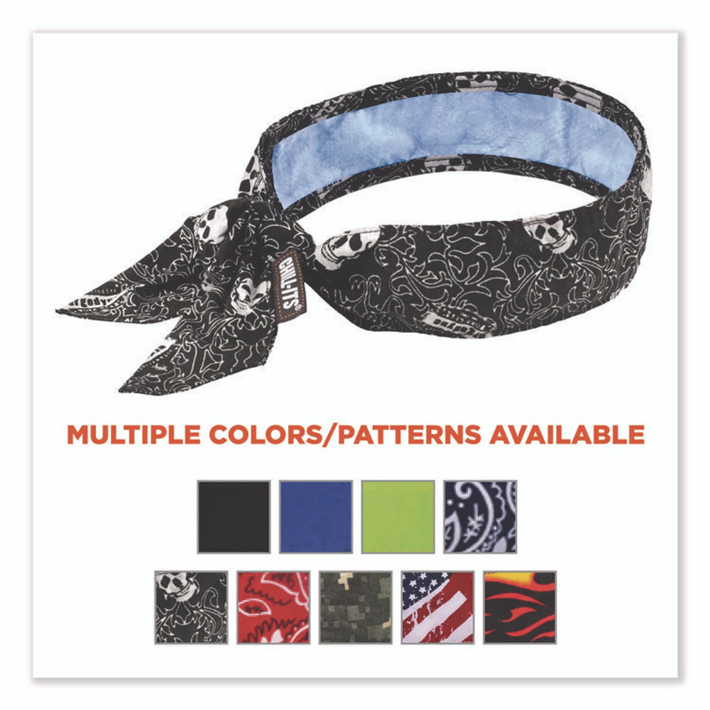 TENACIOUS HOLDINGS, INC. ergodyne® 12569 Chill-Its 6700CT Cooling Bandana PVA Tie Headband, One Size Fits Most, Skulls