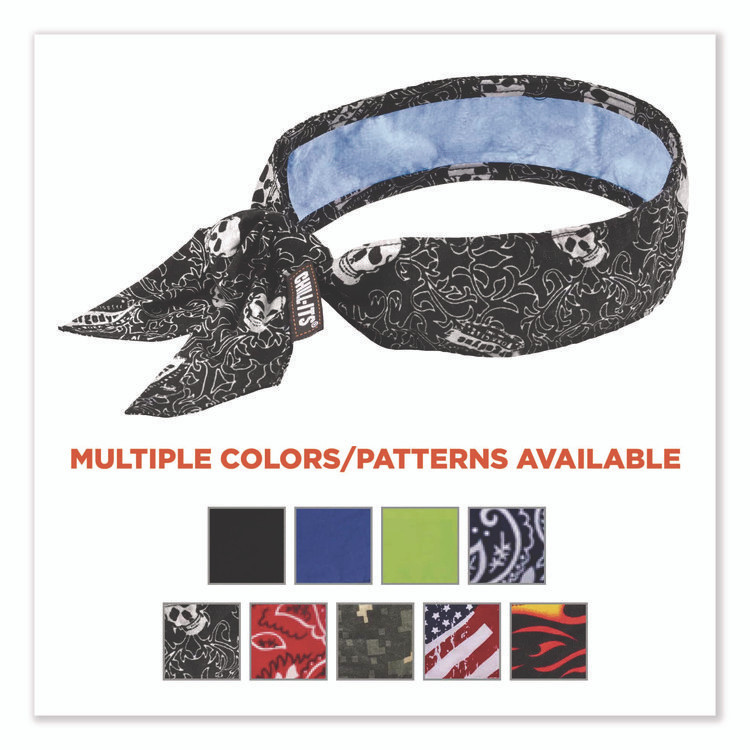 TENACIOUS HOLDINGS, INC. ergodyne® 12569 Chill-Its 6700CT Cooling Bandana PVA Tie Headband, One Size Fits Most, Skulls