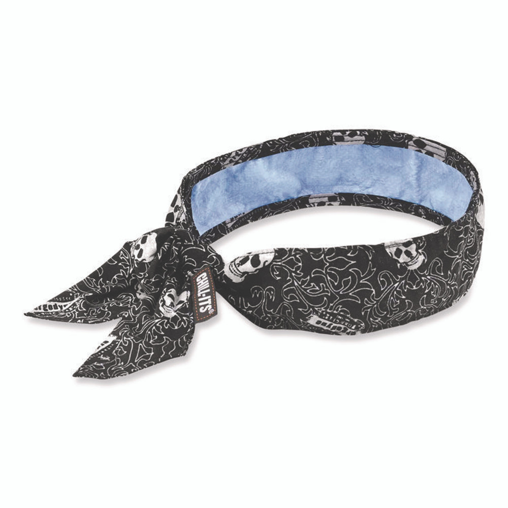 TENACIOUS HOLDINGS, INC. ergodyne® 12569 Chill-Its 6700CT Cooling Bandana PVA Tie Headband, One Size Fits Most, Skulls