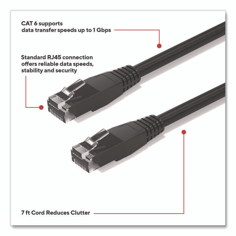STAPLES BRANDS GROUP TECH ST62458 CAT6 Ethernet Cable, 7 ft, Black