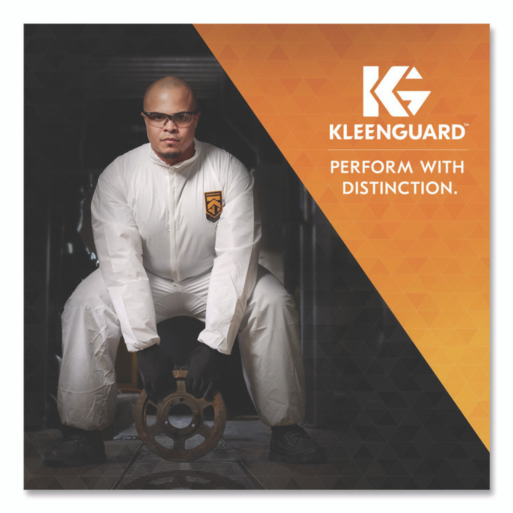 SMITH AND WESSON KleenGuard™ 38943 KGA35 Liquid and Particle Protection Coveralls, Elastic Wrists, Ankles and Hood, 4X-Large, White, 25/Carton