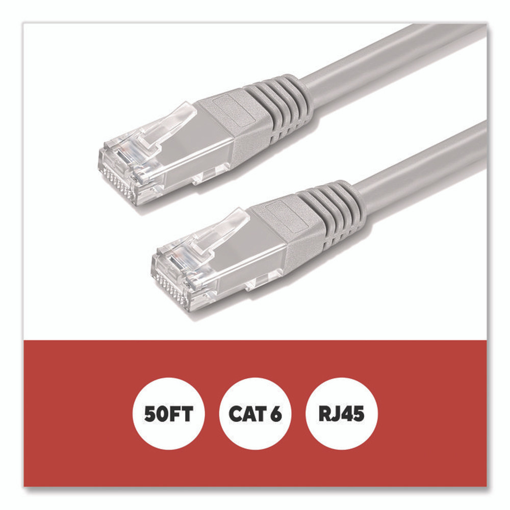 STAPLES BRANDS GROUP TECH ST62447 CAT6 Ethernet Cable, 50 ft, Gray