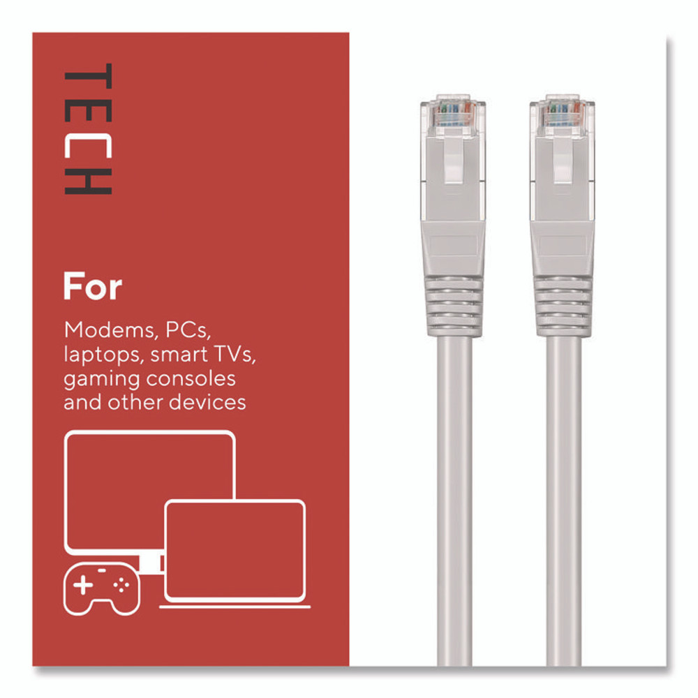 STAPLES BRANDS GROUP TECH ST62447 CAT6 Ethernet Cable, 50 ft, Gray