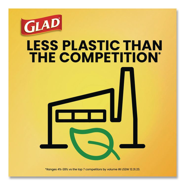 CLOROX SALES CO. Glad® 00079CT Large Quick-Tie Trash Bags, Tie-Flap, 30 gal, 0.81 mil, 30 x 33, Black, 10 Bags/Box, 12 Boxes/Carton