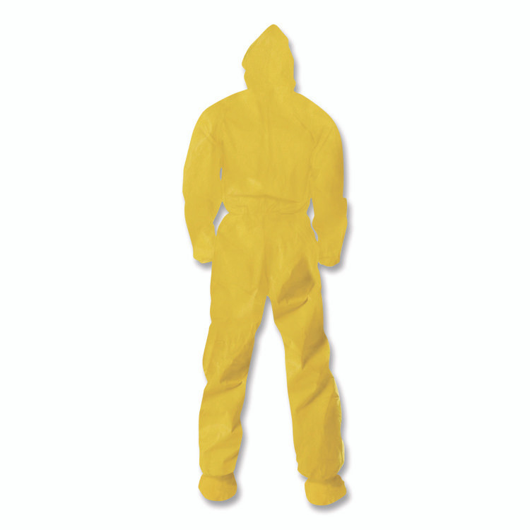 SMITH AND WESSON KleenGuard™ 00682 A70 Chemical Spray Protection Coveralls, Elastic Wrists, Ankles, Hood and Boots, Medium, Yellow, 12/Carton