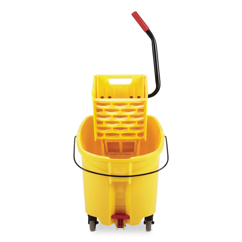 RUBBERMAID COMMERCIAL PROD. 2031764 WaveBrake 2.0 Bucket/Wringer Combos, Side-Press with Drain, 8.75 gal, Yellow