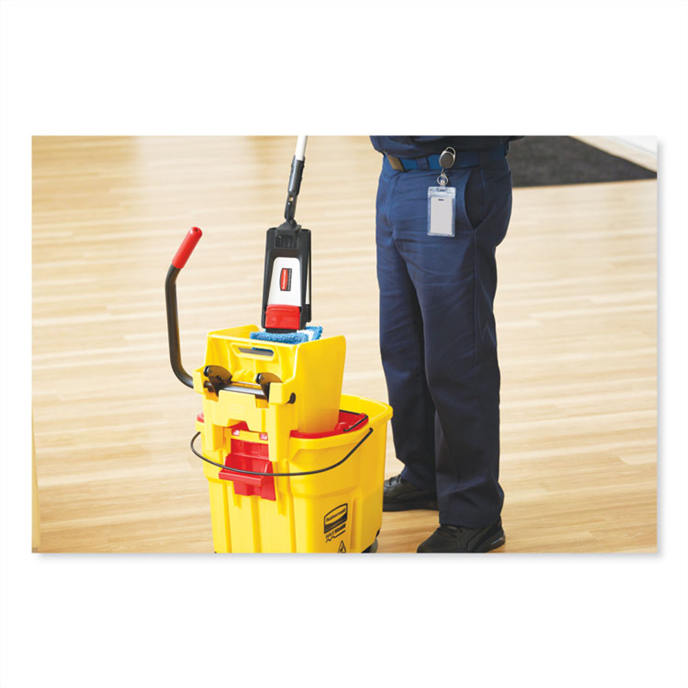 RUBBERMAID COMMERCIAL PROD. 2031764 WaveBrake 2.0 Bucket/Wringer Combos, Side-Press with Drain, 8.75 gal, Yellow