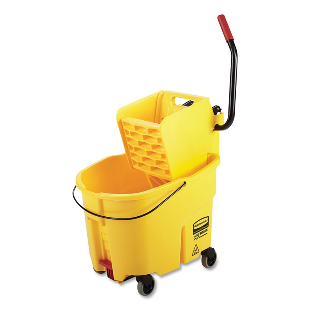 RUBBERMAID COMMERCIAL PROD. 2031764 WaveBrake 2.0 Bucket/Wringer Combos, Side-Press with Drain, 8.75 gal, Yellow