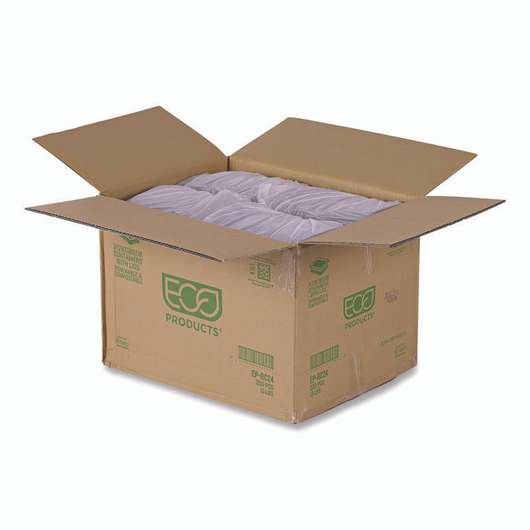 ECO-PRODUCTS,INC. EP-RC24 Renewable and Compostable Rectangular Deli Containers with Lid, 24 oz, 4 x 5.5 x 2, Clear, Plastic, 50/Pack, 4 Packs/Carton
