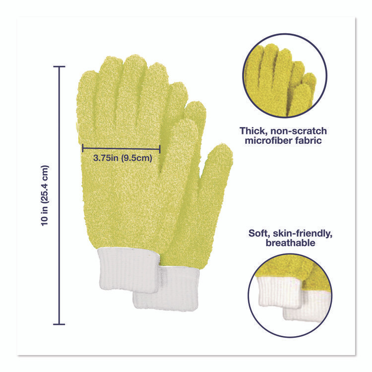CHAGRINOVATIONS TidyUps TU05710 Microfiber Dusting Gloves and Mitts, Yellow with White Cuffs, 2 Gloves, 2 Mitts