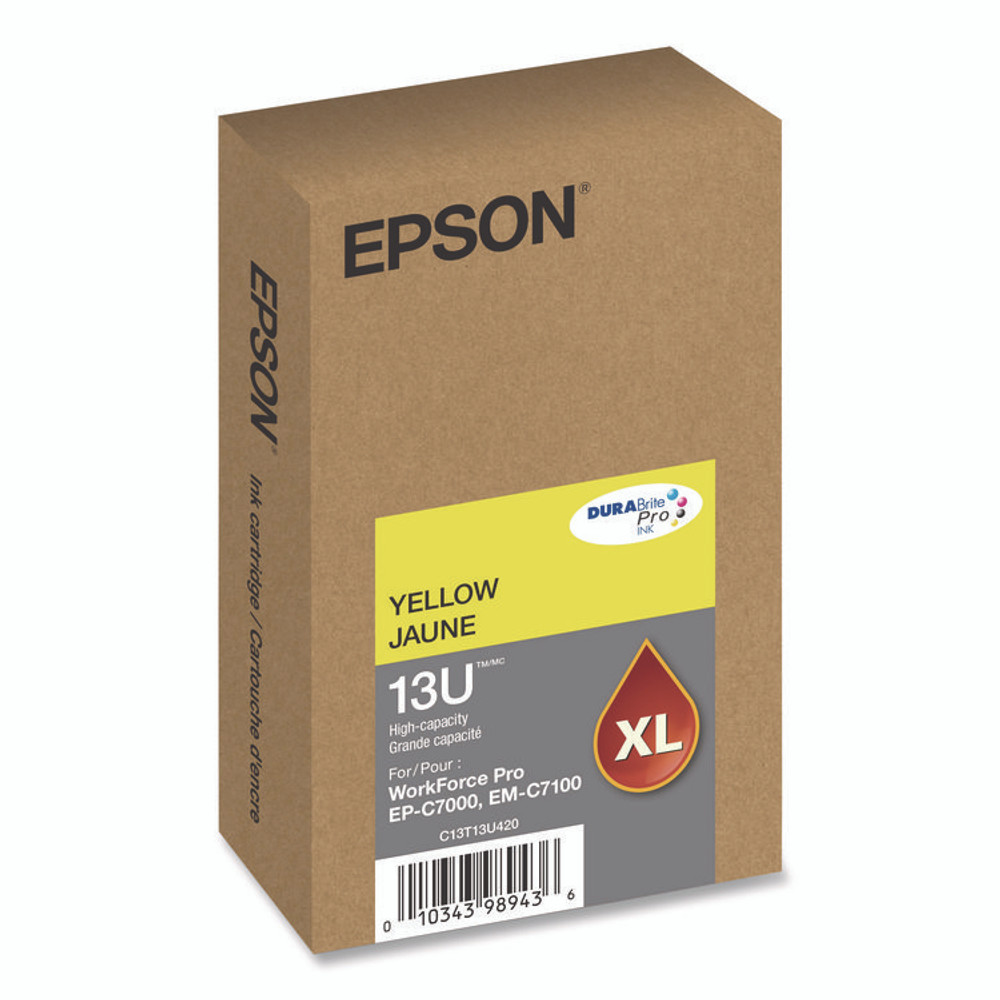 EPSON AMERICA, INC. T13U420 T13U420 (T13U) DURABrite Pro High-Yield Ink, 4,600 Page-Yield, Yellow