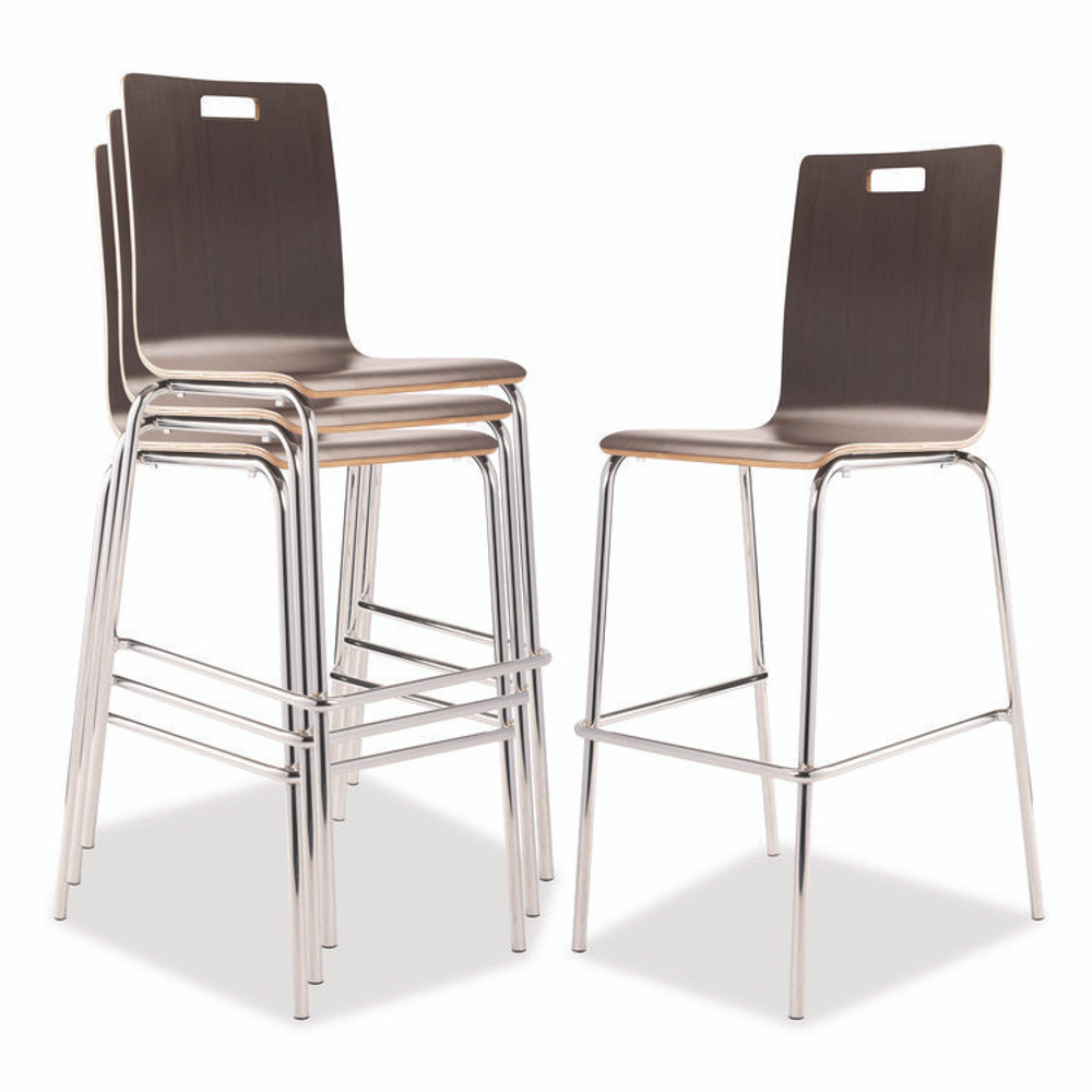 NATIONAL PUBLIC SEATING NPS® BCS214 Bushwick Series Bentwood Stool, Supports Up to 500 lb, 30" Seat Height, Espresso Seat, Espresso Back, Chrome Base, 4/Carton