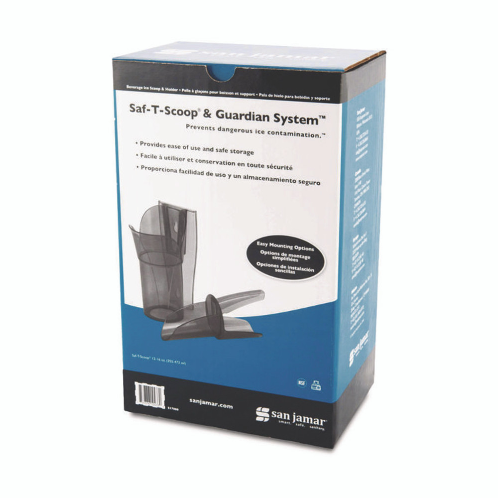 CFS BRANDS San Jamar® SI7000 Saf-T-Scoop and Guardian System for Ice Machines, 12 oz to 16 oz Ice Scoop, Transparent Blue, 50/Carton