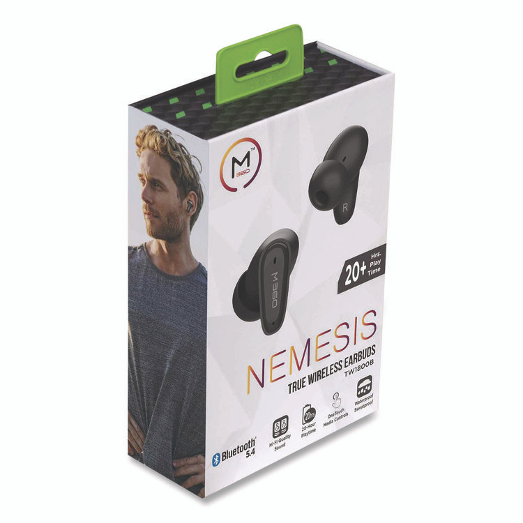 CREATIVE MARKETING, INC. Morpheus 360® TW1800B Nemesis True Wireless Earbuds, Black