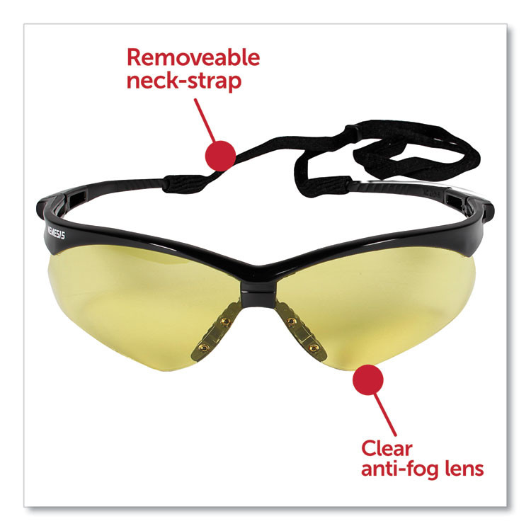 SMITH AND WESSON KleenGuard™ 22476 Nemesis Safety Glasses, Black Frame, Amber Lens, 12/Box