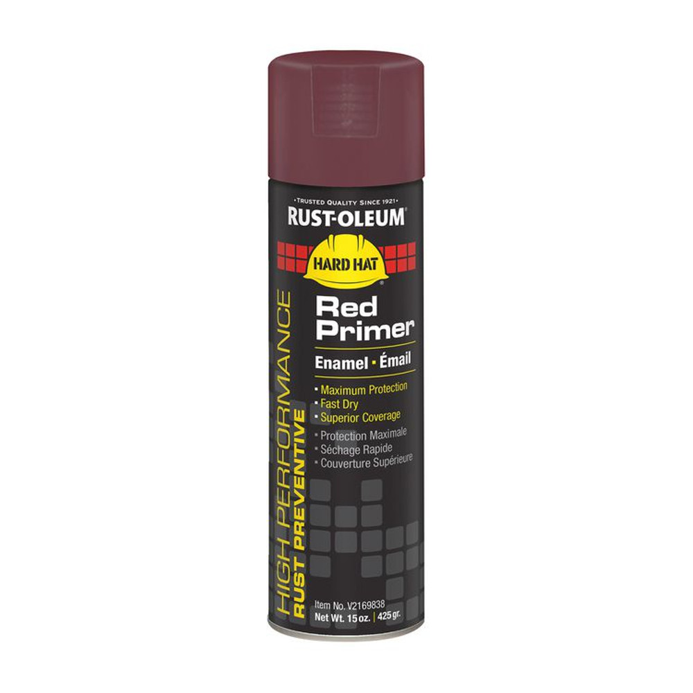 RUST-OLEUM CORPORATION V2169838 Hard Hat High Performance V2100 System Rust Preventive Enamel Spray Primer, Flat Red, 15 oz Aerosol Can, 6/Carton