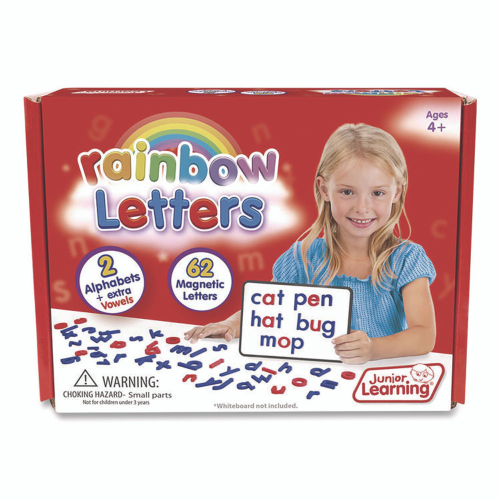 JUNIOR LEARNING Inc® 196 Rainbow Lowercase Letters, (2) Alphabet Sets, (2) Extra Vowel Sets, +/- 1.6" Tall, Blue Consonants, Red Vowels, 62 Pieces