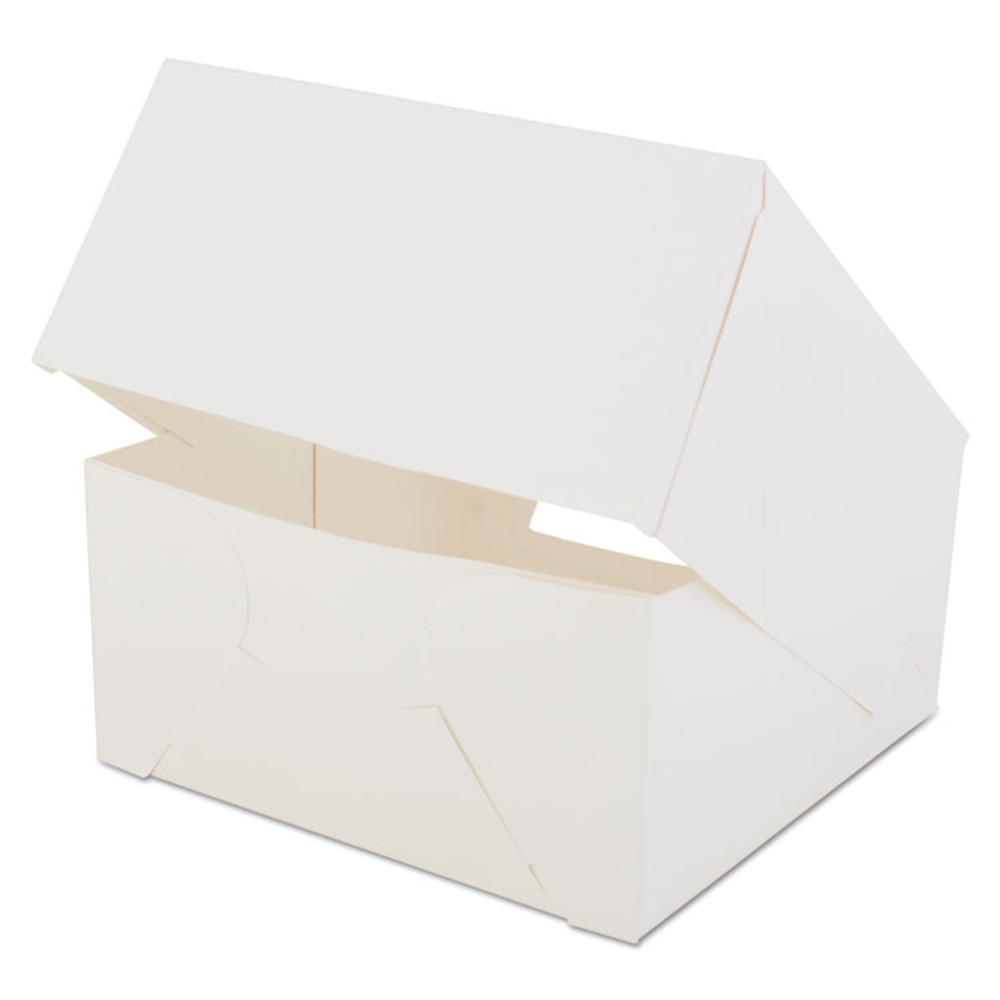 SOUTHERN CHAMPION TRAY SCT® 24053 White Window Bakery Boxes with Attached Flip Top, 4-Corner Beers Design, 8 x 8 x 4, White, Paper, 150/Carton