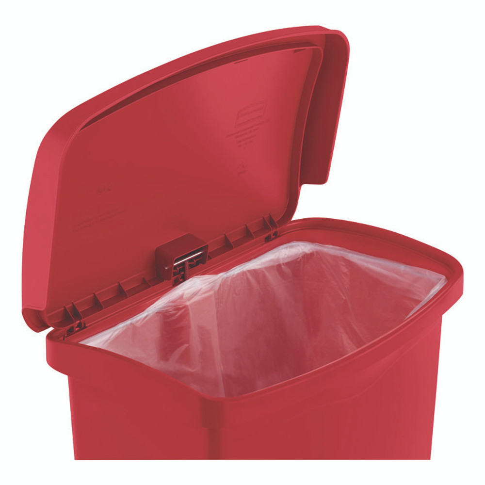 RUBBERMAID COMMERCIAL PROD. 1883570 Slim Jim Streamline Resin Step-On Container, 24 gal, Resin, Red
